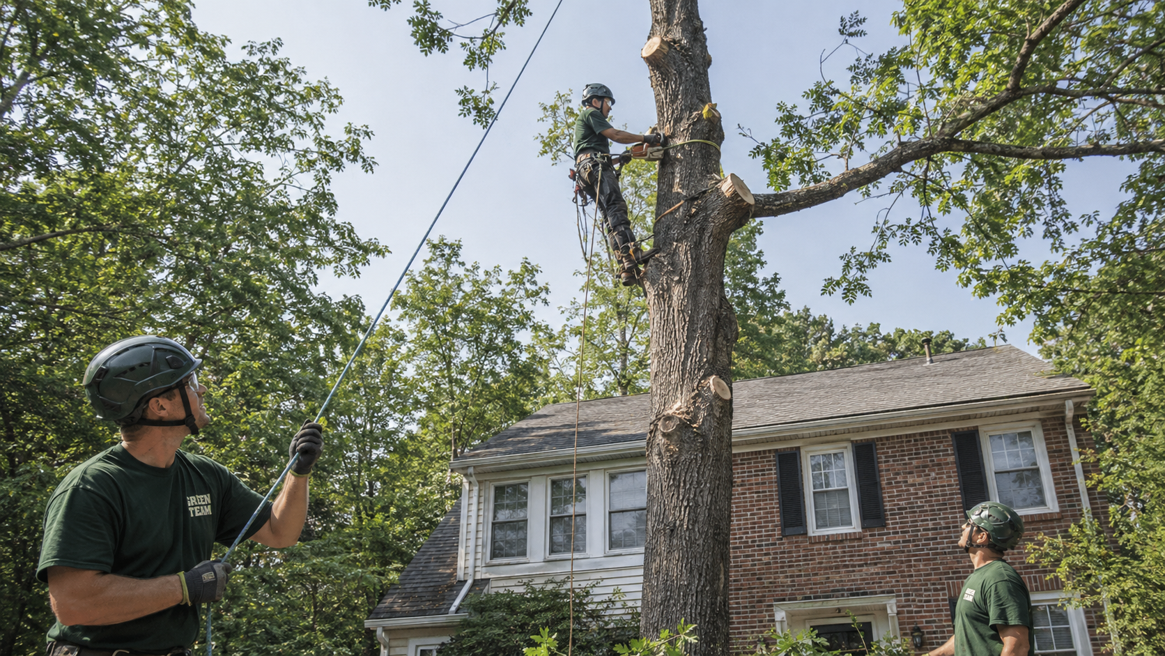 Green Team Arbor Solutions crew working on a Northern Virginia property
